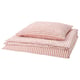 SMÅNUNNEÖRT Duvet cover and pillowcase, red-brown white/striped, 150x200/50x60 cm