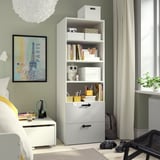 SMÅSTAD / PLATSA Bookcase, white grey/with 2 drawers, 60x57x181 cm