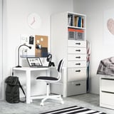 SMÅSTAD / PLATSA Bookcase, white grey/with 6 drawers, 60x57x181 cm