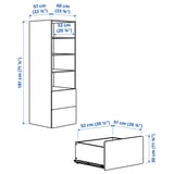 SMÅSTAD / PLATSA Bookcase, white with frame/with 2 drawers, 60x57x181 cm