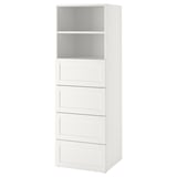 SMÅSTAD / PLATSA Bookcase, white with frame/with 4 drawers, 60x57x181 cm
