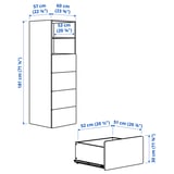 SMÅSTAD / PLATSA Bookcase, white with frame/with 4 drawers, 60x57x181 cm