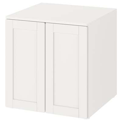 SMÅSTAD / PLATSA Cabinet, white with frame/with 1 shelf, 60x57x63 cm