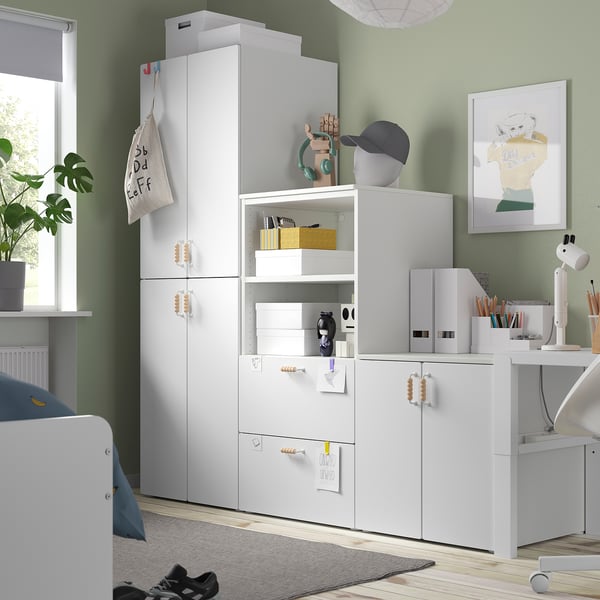 SMÅSTAD / PLATSA Storage combination, white/white, 180x57x181 cm