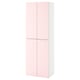 SMÅSTAD / PLATSA Wardrobe, white pale pink/with 2 clothes rails, 60x42x181 cm