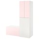 Option: SMÅSTAD Wardrobe with pull-out unit, white pale pink/with storage bench, 150x57x196 cm