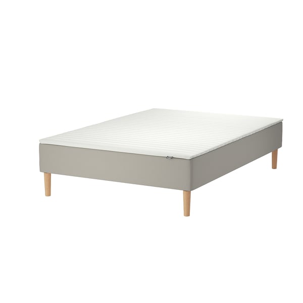 SNARUM Sprung base incl. mattress pad, medium firm beige/Näsfjället white, 140x200 cm