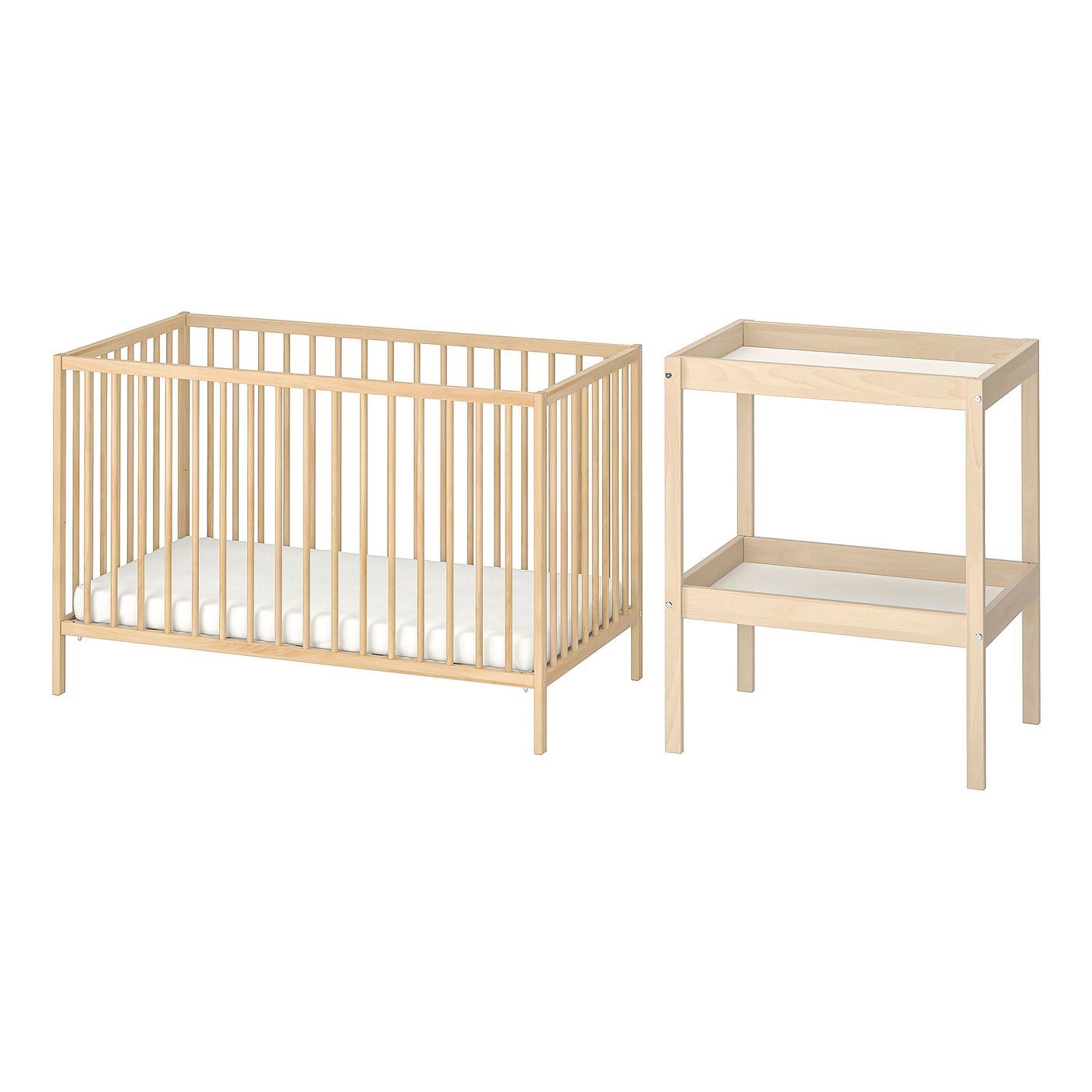 SNIGLAR 2-piece baby furniture set, beech, 60x120 cm - IKEA Norway