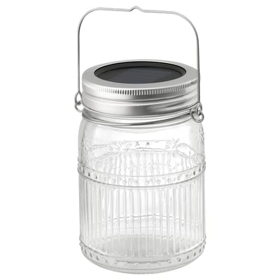 SOLVINDEN LED solar-powered table lamp, outdoor/jar clear, 15 cm