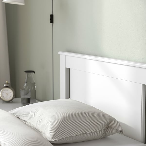 SONGESAND Bed frame with 2 storage boxes, white, 90x200 cm