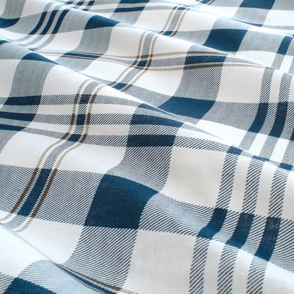 SPIKVALLMO Duvet cover and pillowcase, white blue/check, 150x220/50x60 cm