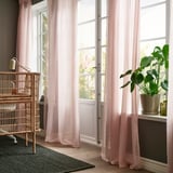 STENFRÖ Sheer curtains, 1 pair, pink/with heading tape, 145x300 cm
