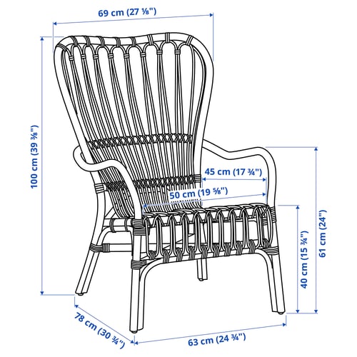Illustration with measurements for the product: STORSELE.