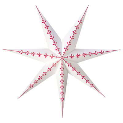 STRÅLA Lamp shade, paper star/white red, 90 cm