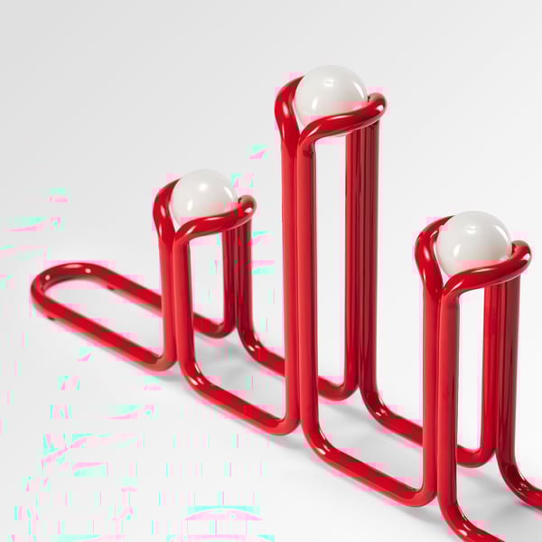 STRÅLA LED candelabra, metal red
