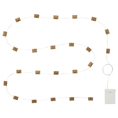 STRÅLA LED lighting chain, envelope battery-operated/red, 2.80 m