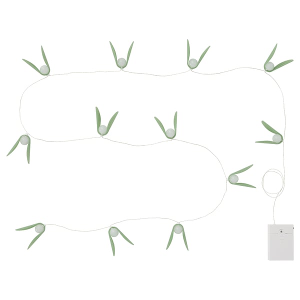 STRÅLA LED lighting chain, mistletoe battery-operated/green, 2.80 m