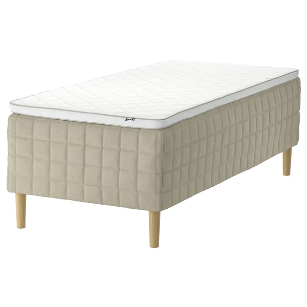 STUVLAND Sprung base incl. mattress pad, medium firm natural/Nyläget white, 90x200 cm