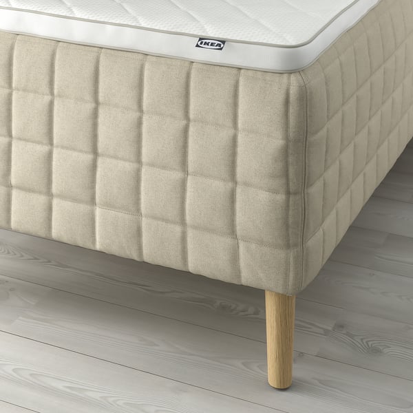 STUVLAND Sprung base incl. mattress pad, medium firm natural/Nyläget white, 160x200 cm