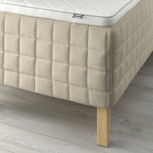 STUVLAND Sprung base incl. mattress pad, medium firm natural/Nyläget white, 90x200 cm
