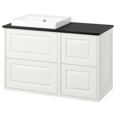 TÄNNFORSEN / ORRSJÖN Wash-stand/wash-basin, white/black marble effect, 102x49x71 cm