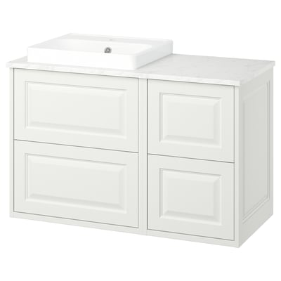 TÄNNFORSEN / ORRSJÖN Wash-stand/wash-basin, white/white marble effect, 102x49x71 cm