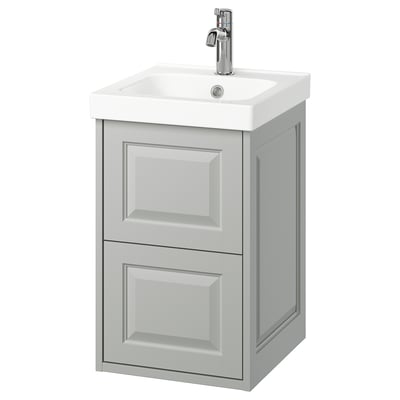 TÄNNFORSEN / ORRSJÖN Wash-stnd w drawers/wash-basin/tap, light grey, 42x49x69 cm