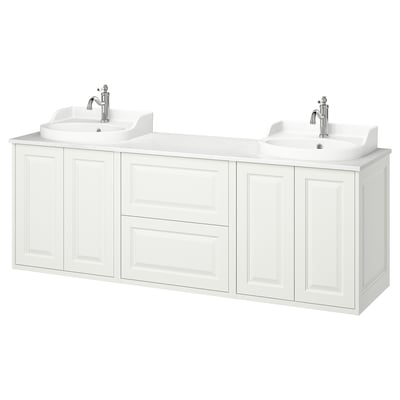 TÄNNFORSEN / RUTSJÖN Wash-stand/wash-basins/taps, white/white marble effect, 182x49x76 cm