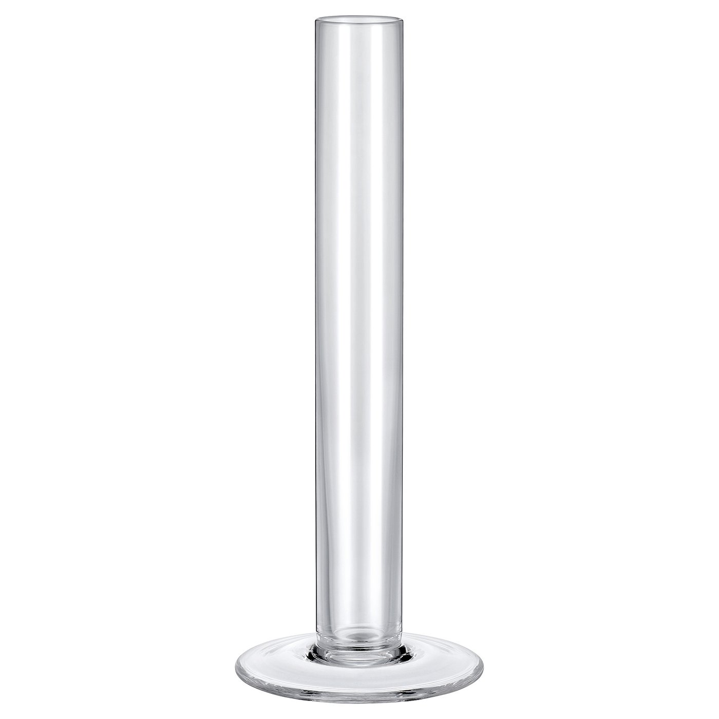 TAJT glass vase, clear with narrow neck and stable base, simple, elegant.