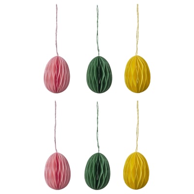 TJÄRLEK Hanging decoration, egg/mixed colours