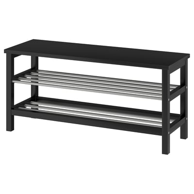 TJUSIG Bench with shoe storage, black, 108x34x50 cm