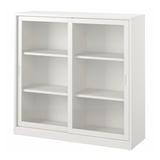 TONSTAD Cabinet with sliding glass doors, off-white, 120x37x116 cm