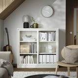 TONSTAD Cabinet with sliding glass doors, off-white, 120x37x116 cm