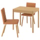 TONSTAD / TONSTAD Table and 2 chairs, oak veneer/Bomstad golden brown oak effect, 80/120x70 cm