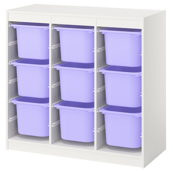 TROFAST Storage combination with boxes, room divider/white lilac, 99x44x94 cm