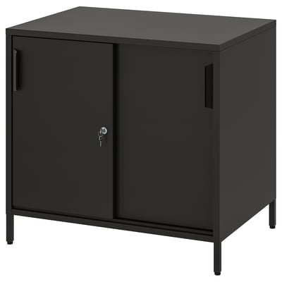 TROTTEN Cabinet with sliding doors, anthracite, 80x55x75 cm