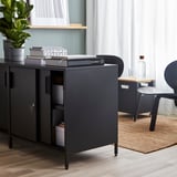 TROTTEN Cabinet with sliding doors, anthracite, 80x55x75 cm