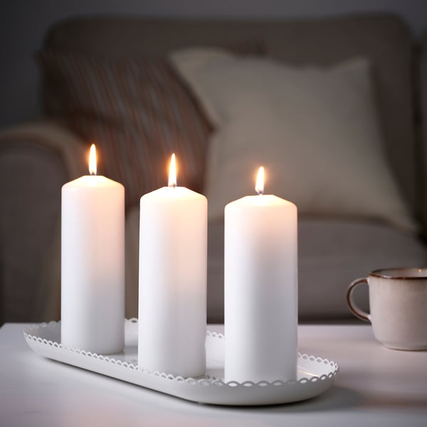 TURTURDUVA Candle dish, off-white, 45x17 cm