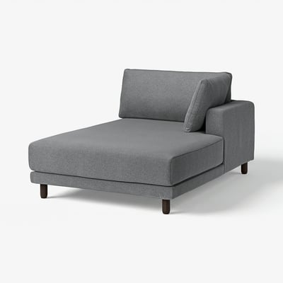 Modern grey UPPÅKRA chaise, sleek & inviting, perfect for family relaxation.