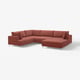 UPPÅKRA sofa, red, modern l-shape, textured fabric, chrome legs.