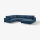 UPPÅKRA sectional sofa in blue, modern design with plush cushions and chrome legs.