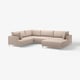 UPPÅKRA sofa, beige, modern l-shape, plush cushions, raised legs.