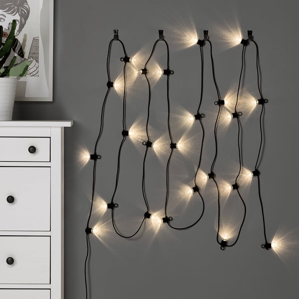 UTSUND LED lighting chain with 24 lights, outdoor black