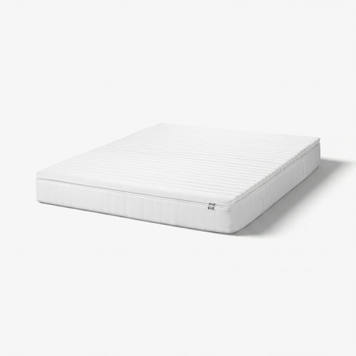IKEA VÅLFJÄLLET: white rolled mattress, 5-zoned springs, recycled materials.