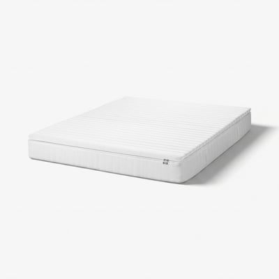 IKEA VÅLFJÄLLET: white rolled mattress, 5-zoned springs, recycled materials.