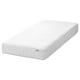White VÅLFJÄLLET mattress, medium firm, recycled polyester cover, rectangular shape with comfort zones.