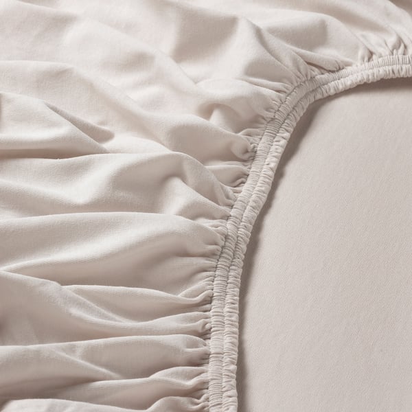 VÅRVIAL Fitted sheet, beige, 180x200 cm