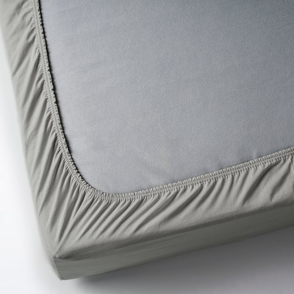 VÅRVIAL Fitted sheet, light grey, 180x200 cm