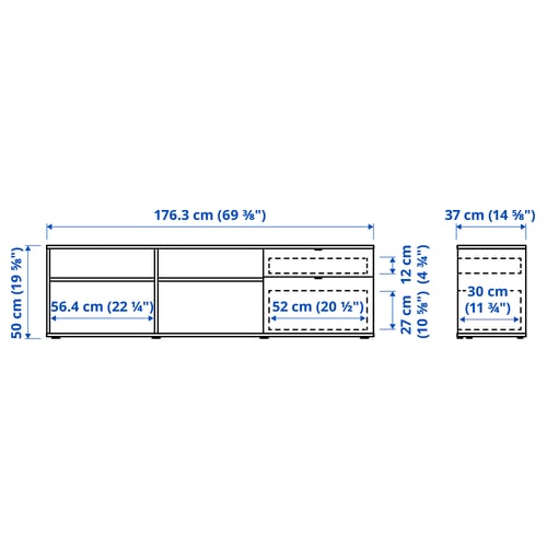 Illustration with measurements for the product: VIHALS.