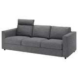 VIMLE 3-seat sofa, with headrest/Lejde grey/black